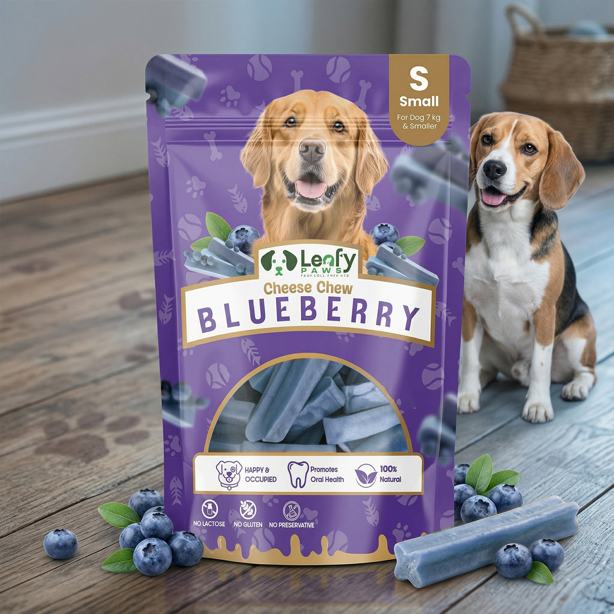 LeafyPaws Blueberry Himalayan Chew – 100% Natural Dog Chew