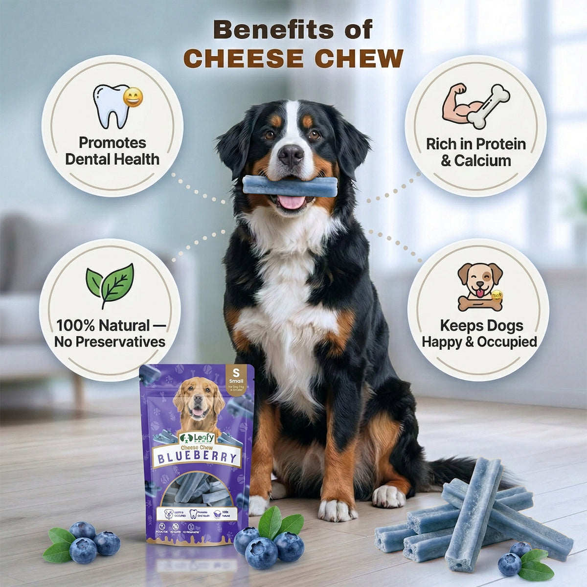 LeafyPaws Blueberry Himalayan Chew – 100% Natural Dog Chew
