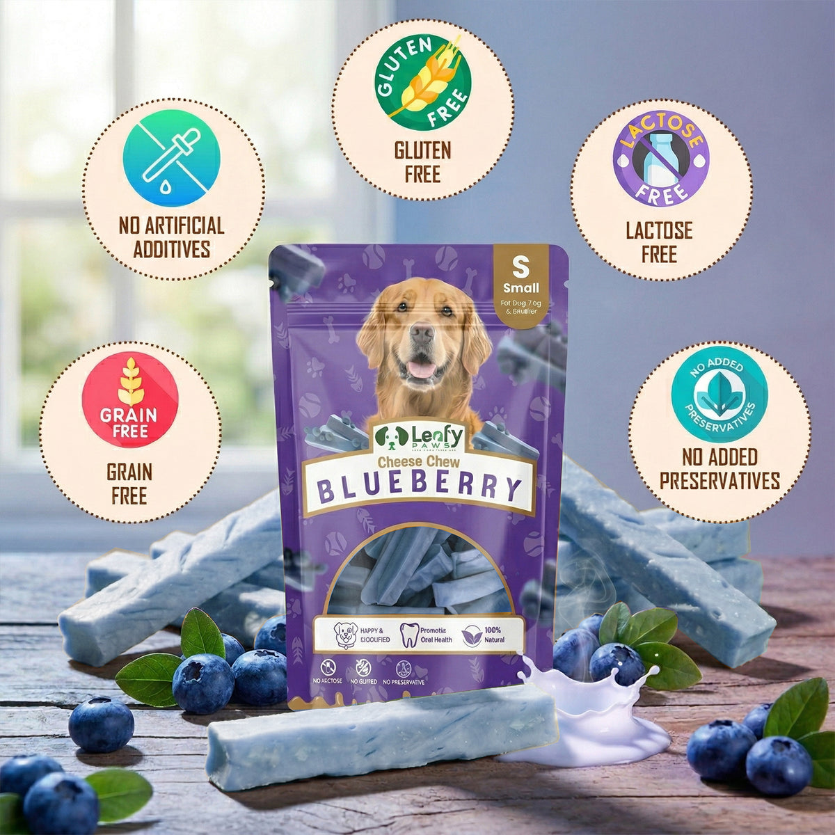 LeafyPaws Blueberry Himalayan Chew – 100% Natural Dog Chew