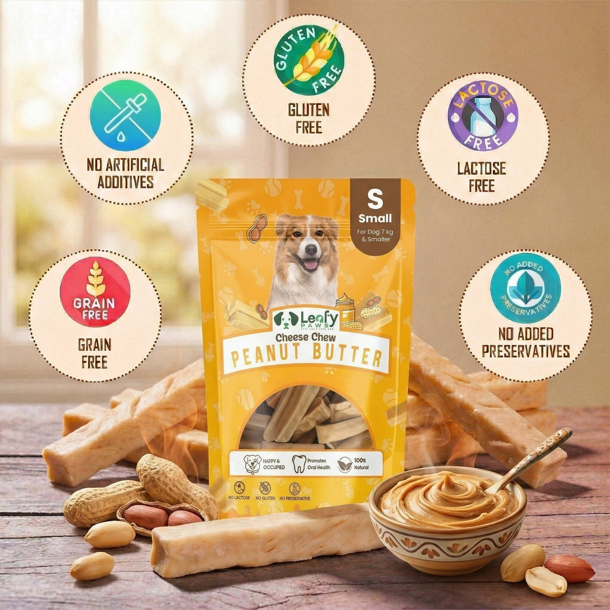 LeafyPaws Peanut Butter Chew – 100% Natural Dog Chew
