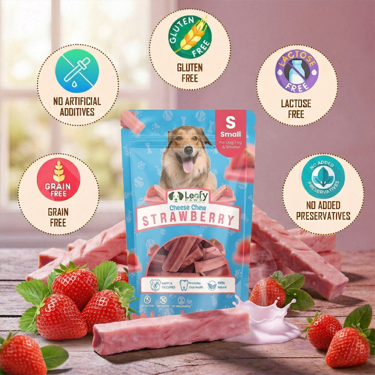 LeafyPaws Strawberry Himalayan Chew – 100% Natural Dog Chew