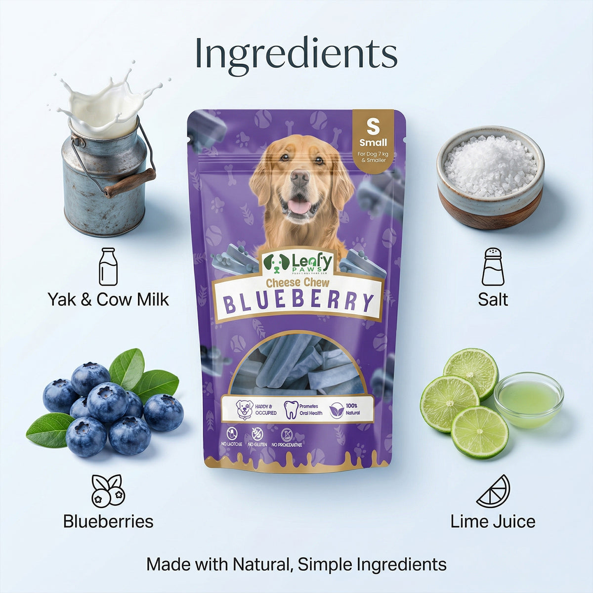 LeafyPaws Blueberry Himalayan Chew – 100% Natural Dog Chew