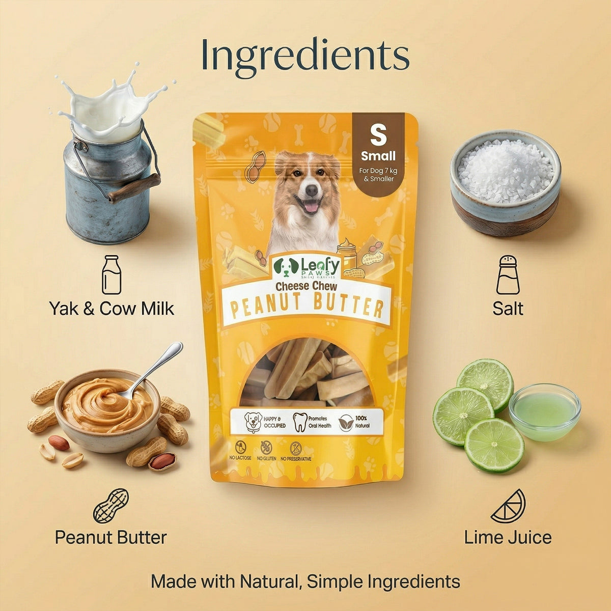 LeafyPaws Peanut Butter Chew – 100% Natural Dog Chew