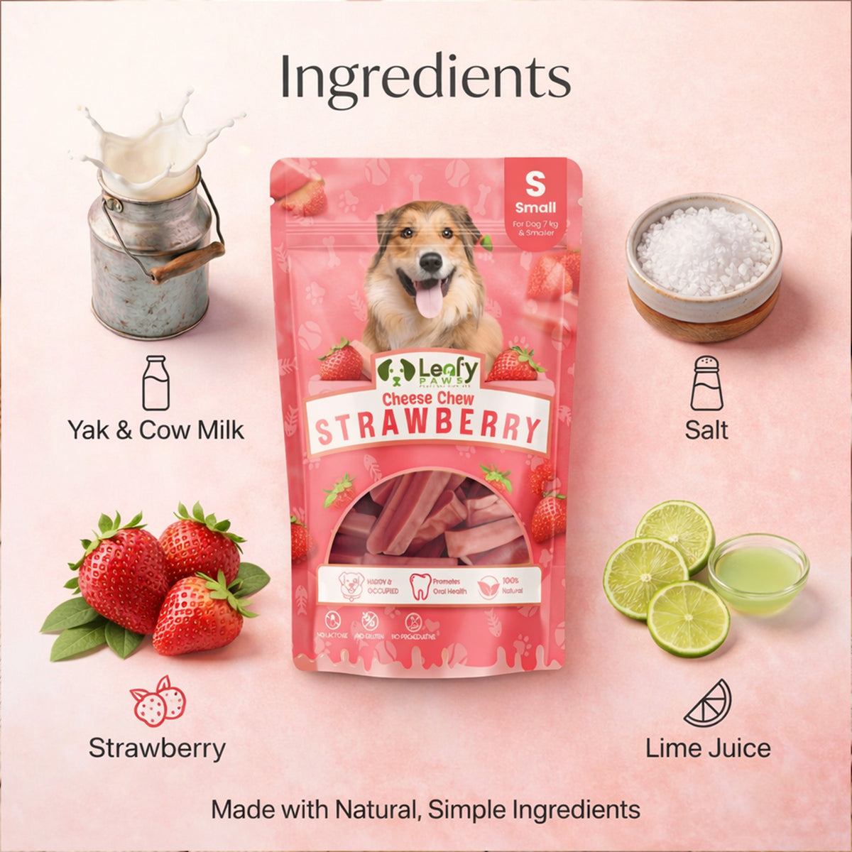 LeafyPaws Strawberry Himalayan Chew – 100% Natural Dog Chew